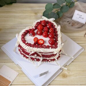 Strawberry Design With Heart Shape's Vintage Cake